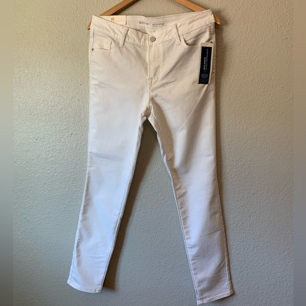 Old navy nwt 10 mid ride white skinny jeans denim